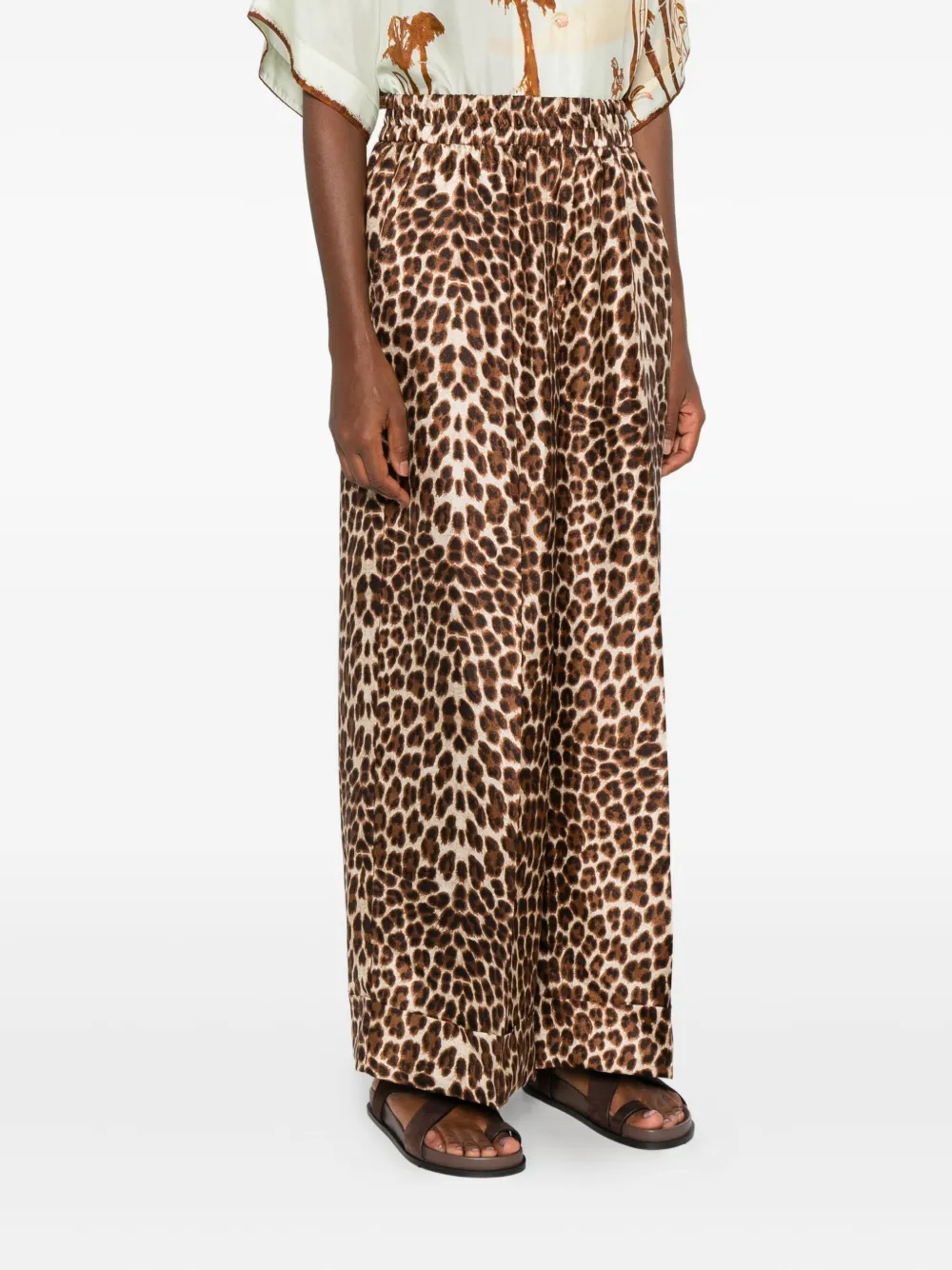 P.a.r.o.s.h Leopard-print Elastic-waist Trousers In Brown