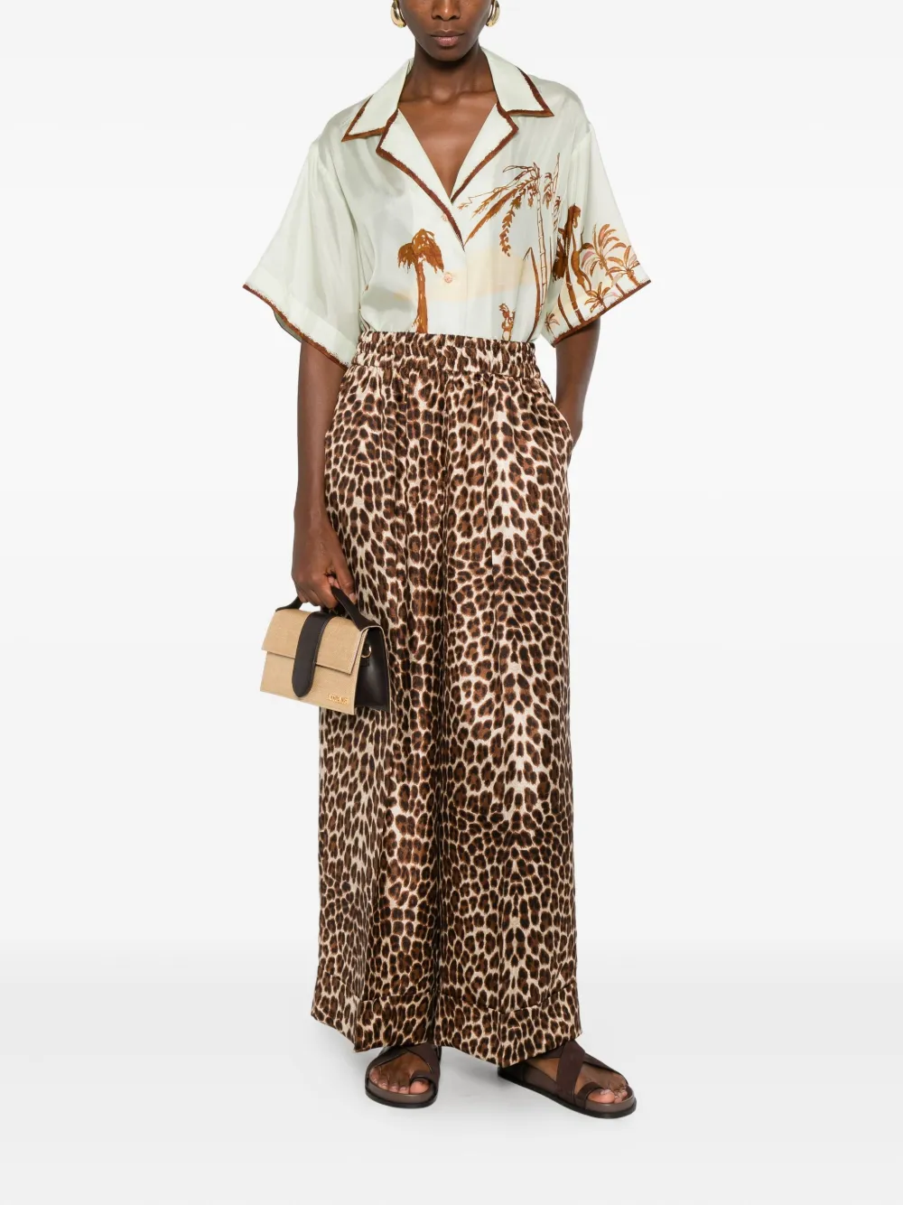 P.A.R.O.S.H. leopard-print elastic-waist trousers - Bruin