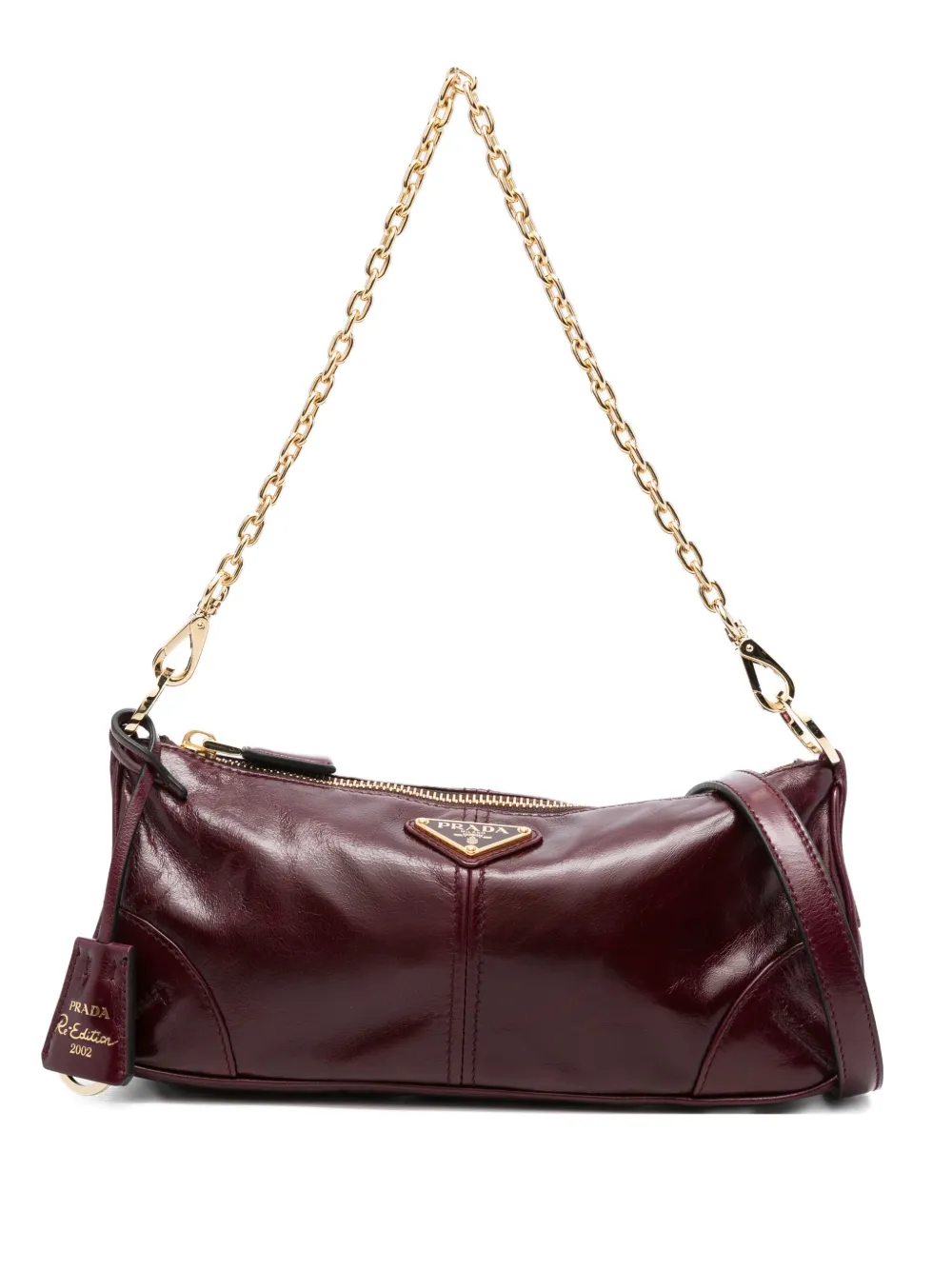 Prada small chain-strap leather shoulder bag Rood