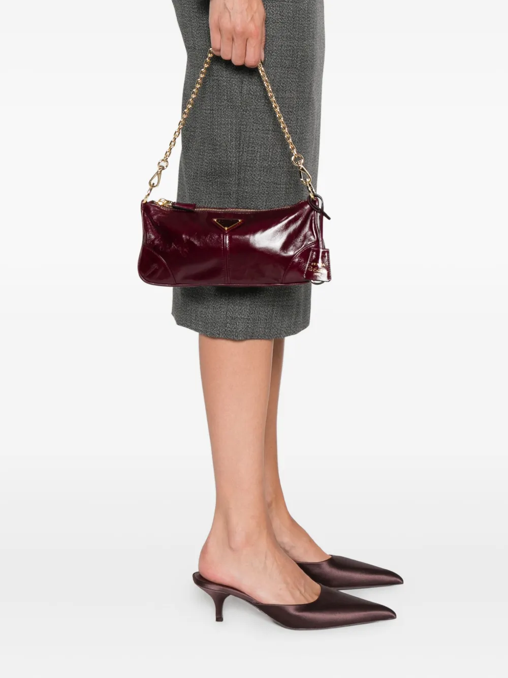 Prada small chain-strap leather shoulder bag Rood
