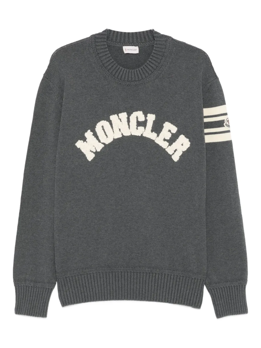 Moncler logo-patch stripe-detail sweater Grijs