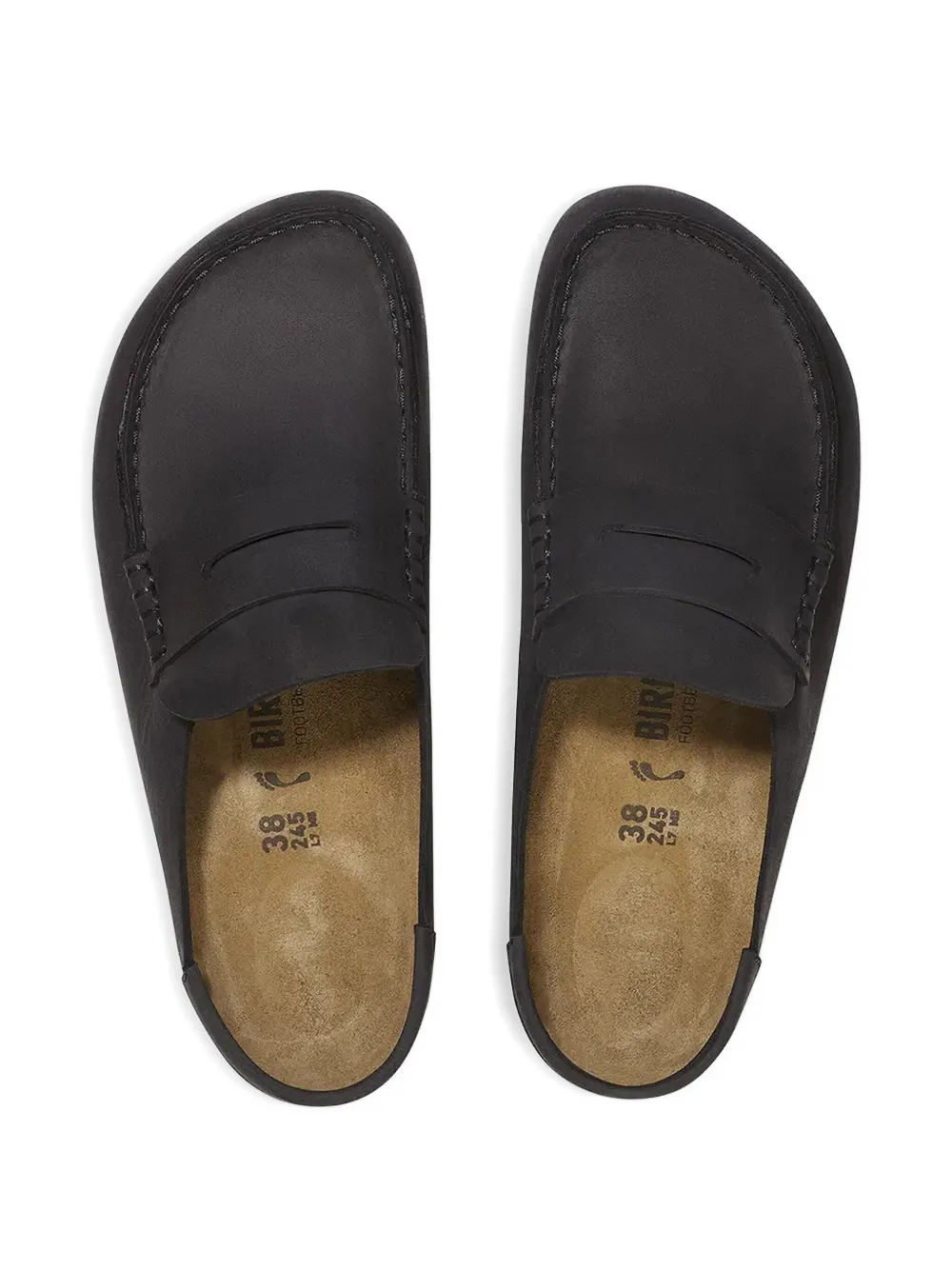 Birkenstock penny-strap leather slides Black