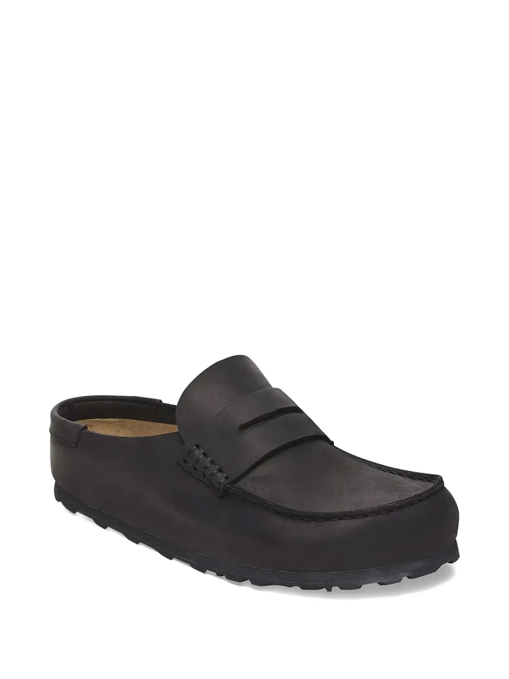 Birkenstock penny-strap leather slides Black