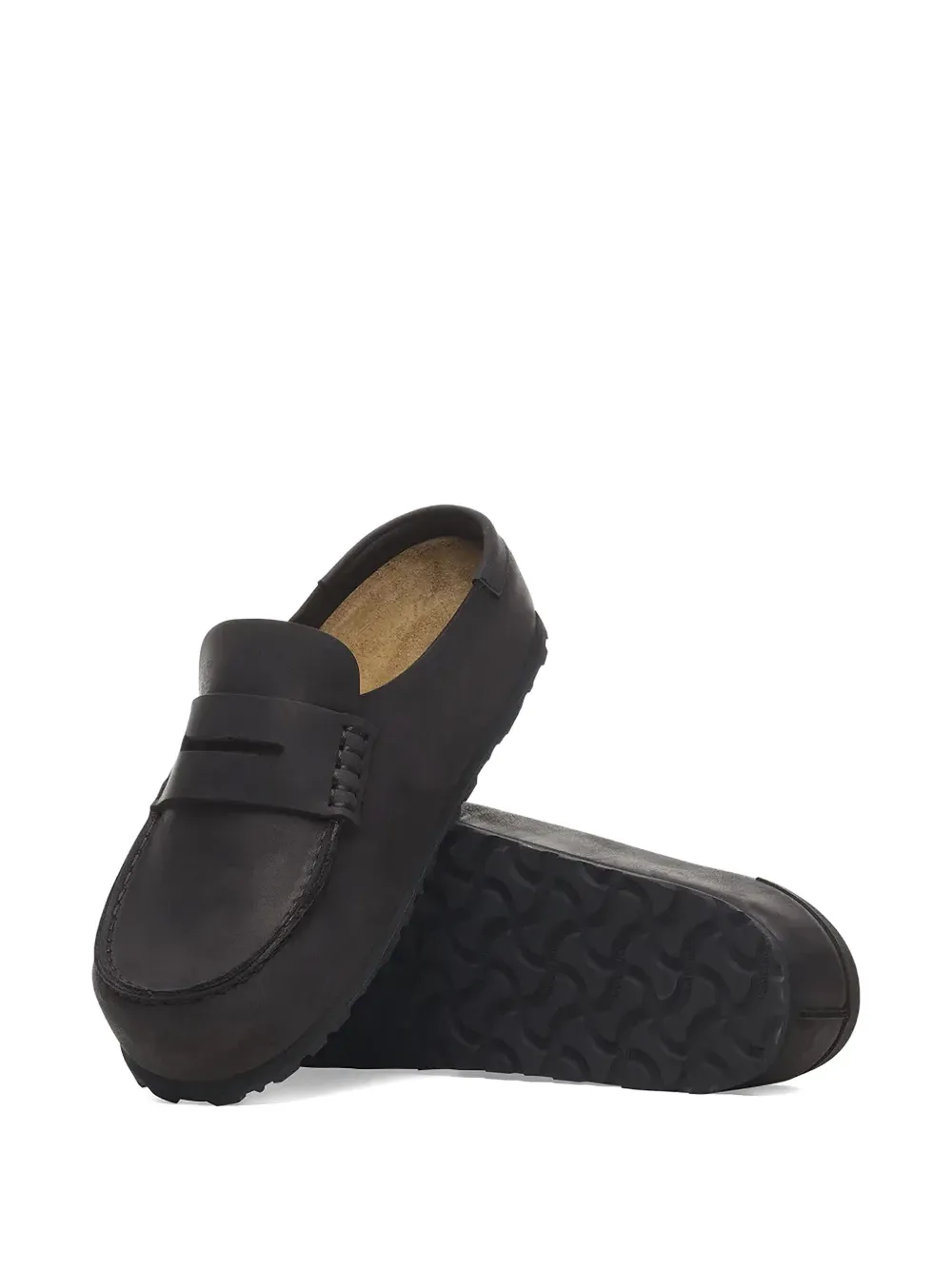 Birkenstock penny-strap leather slides Black