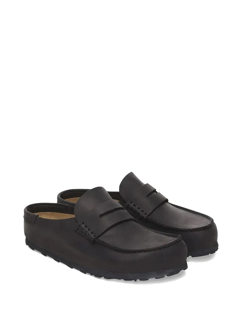 Birkenstock penny-strap leather slides Black