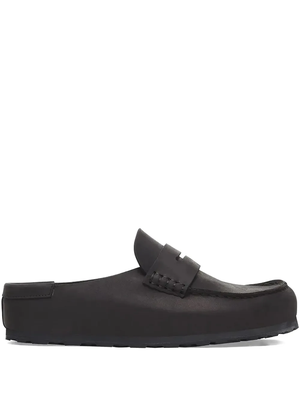 Birkenstock penny-strap leather slides Black