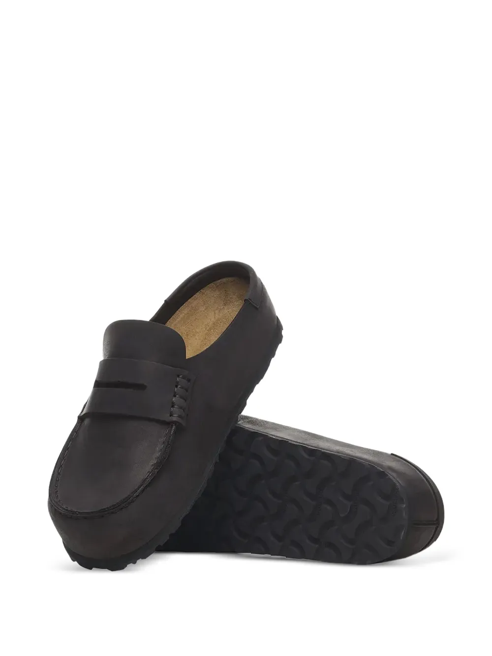 Birkenstock penny-strap leather slides Black