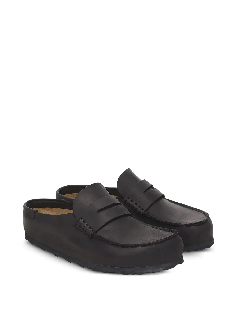 Birkenstock penny-strap leather slides Black