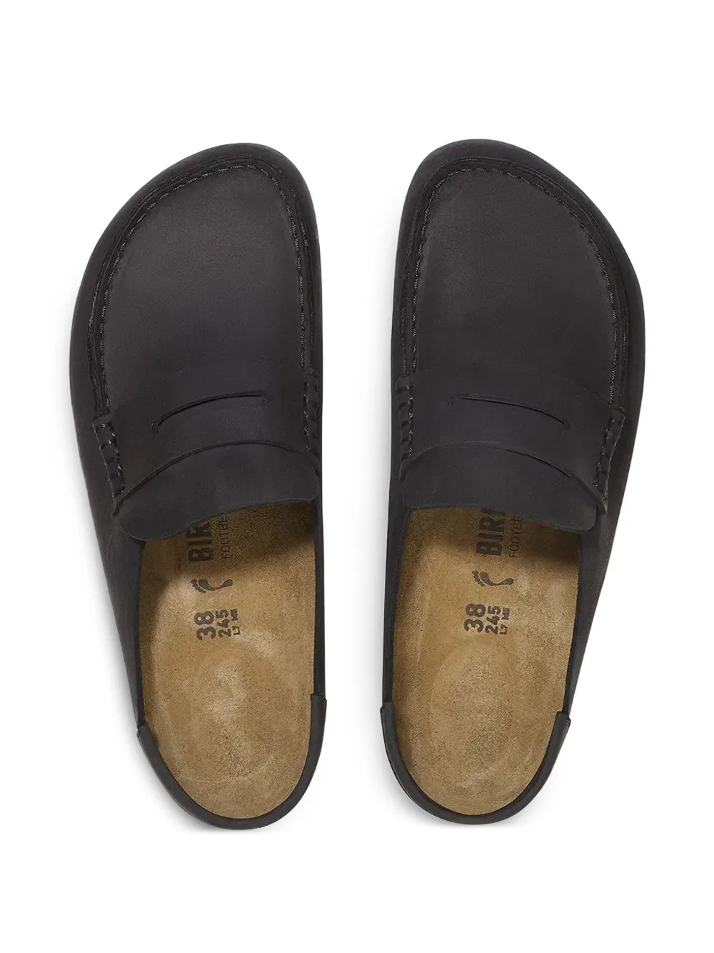 Birkenstock penny-strap leather slides Black