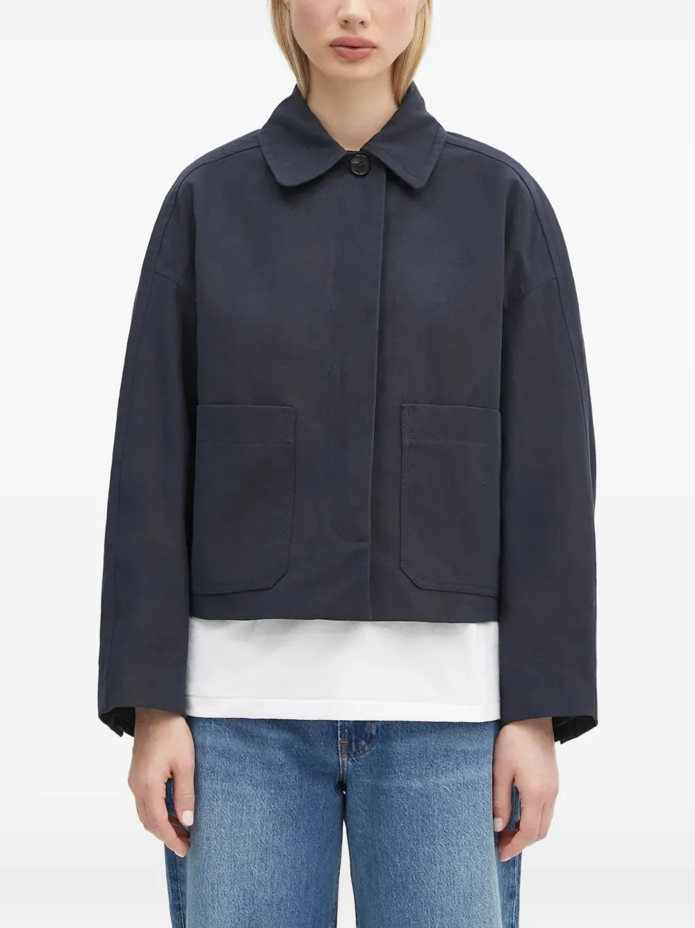 Apc Patch-pocket Cropped Jacket In Blue