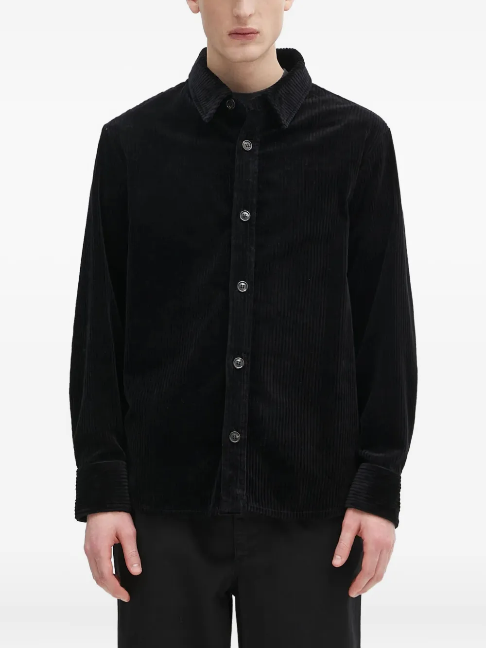 Apc Corduroy Long-sleeve Shirt In Black