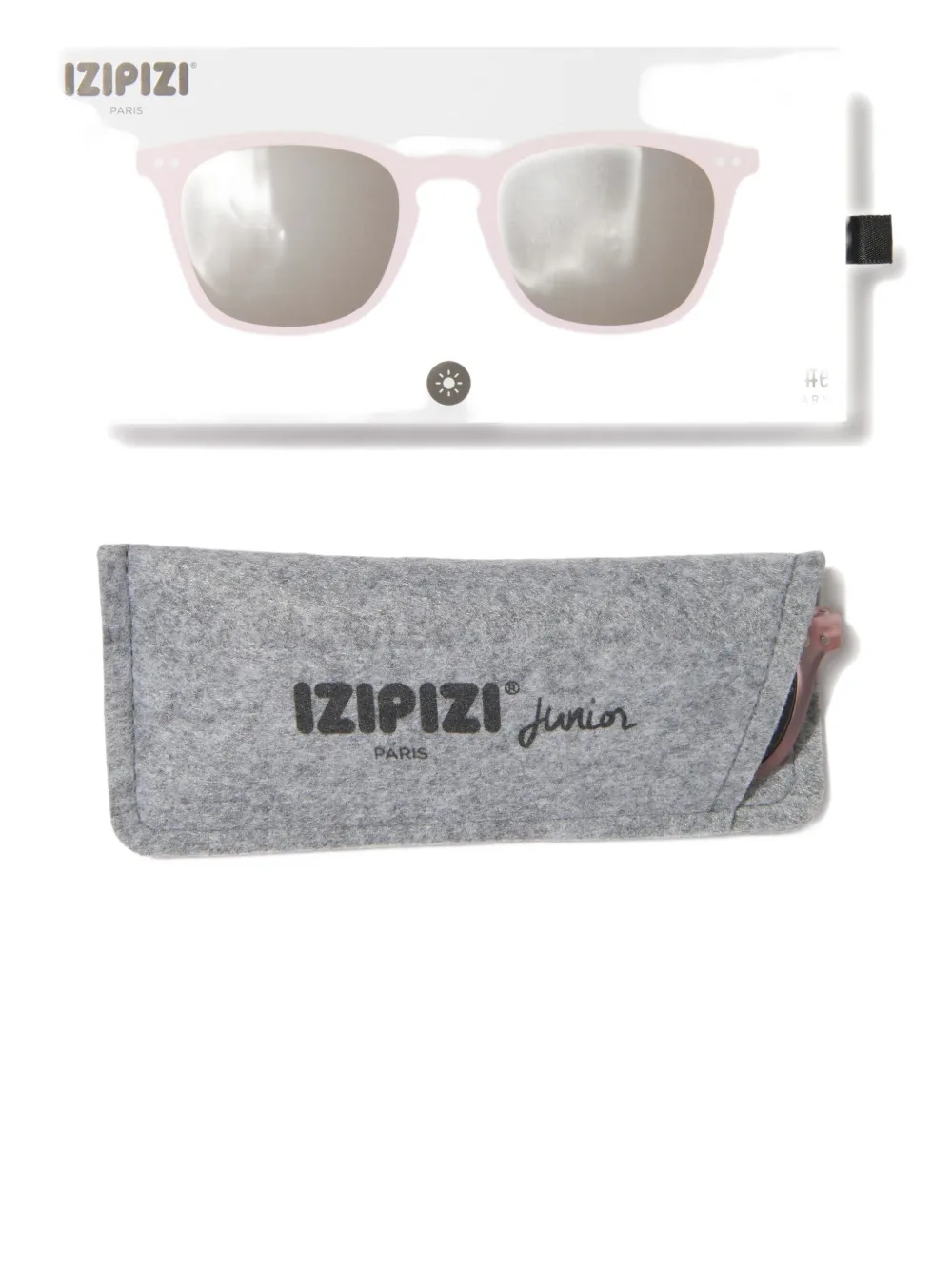 IZIPIZI KIDS #E trapeze zonnebril met rechthoekig montuur Roze