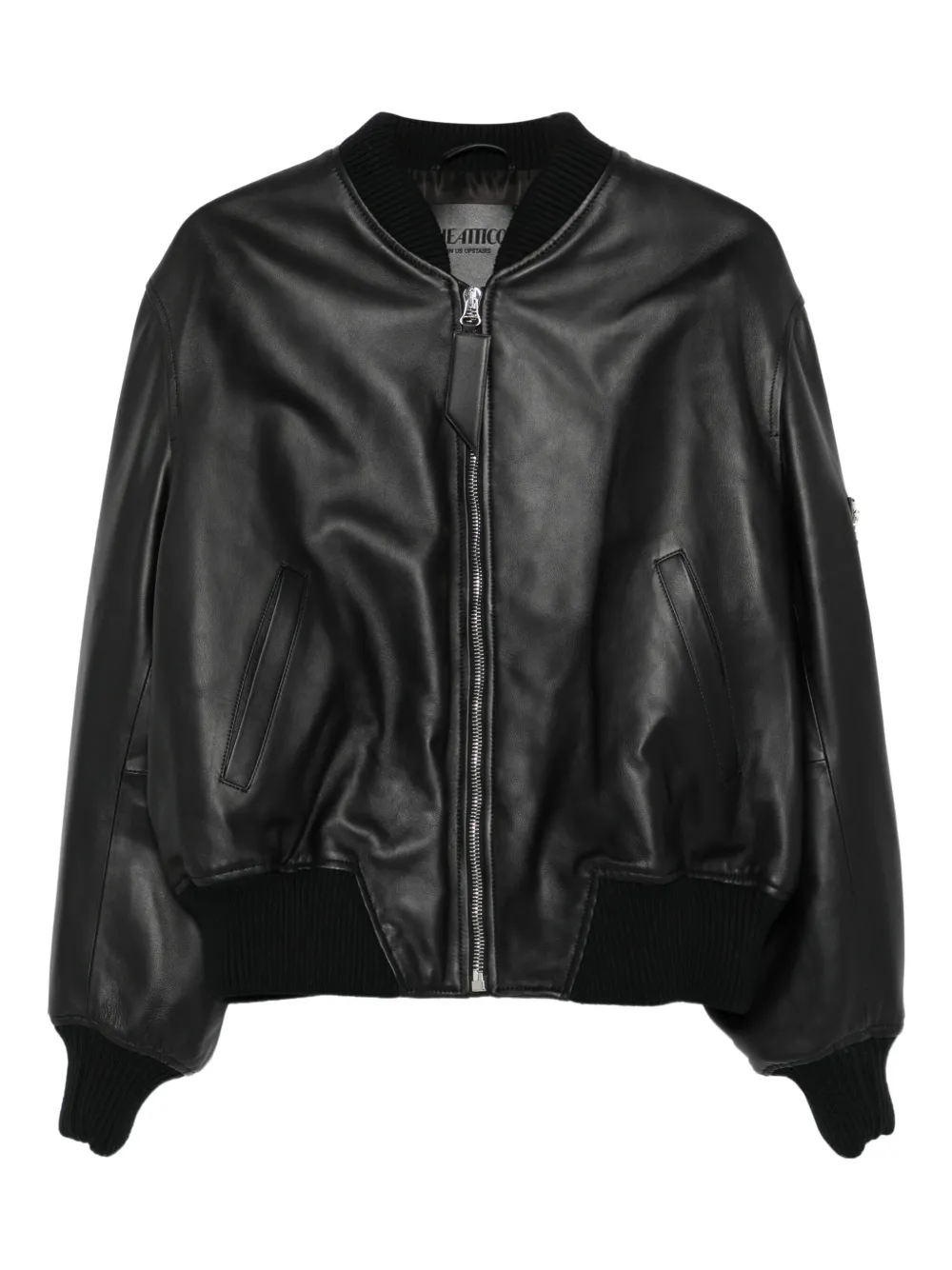 The Attico Leren bomberjack met rits Zwart