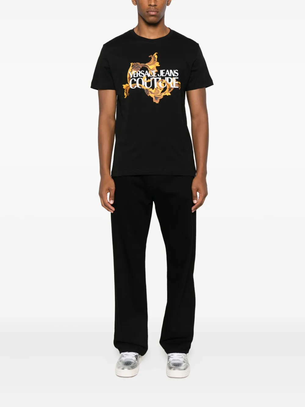 Versace Jeans Couture T-shirt met logoprint Zwart