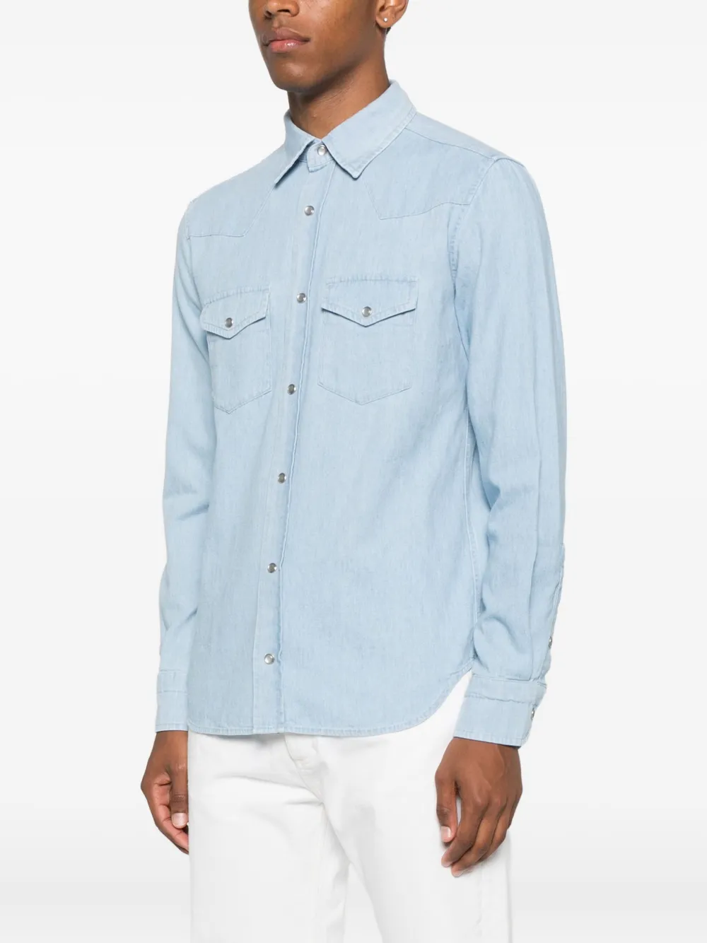 TOM FORD Denim overhemd met dubbele zak Blauw