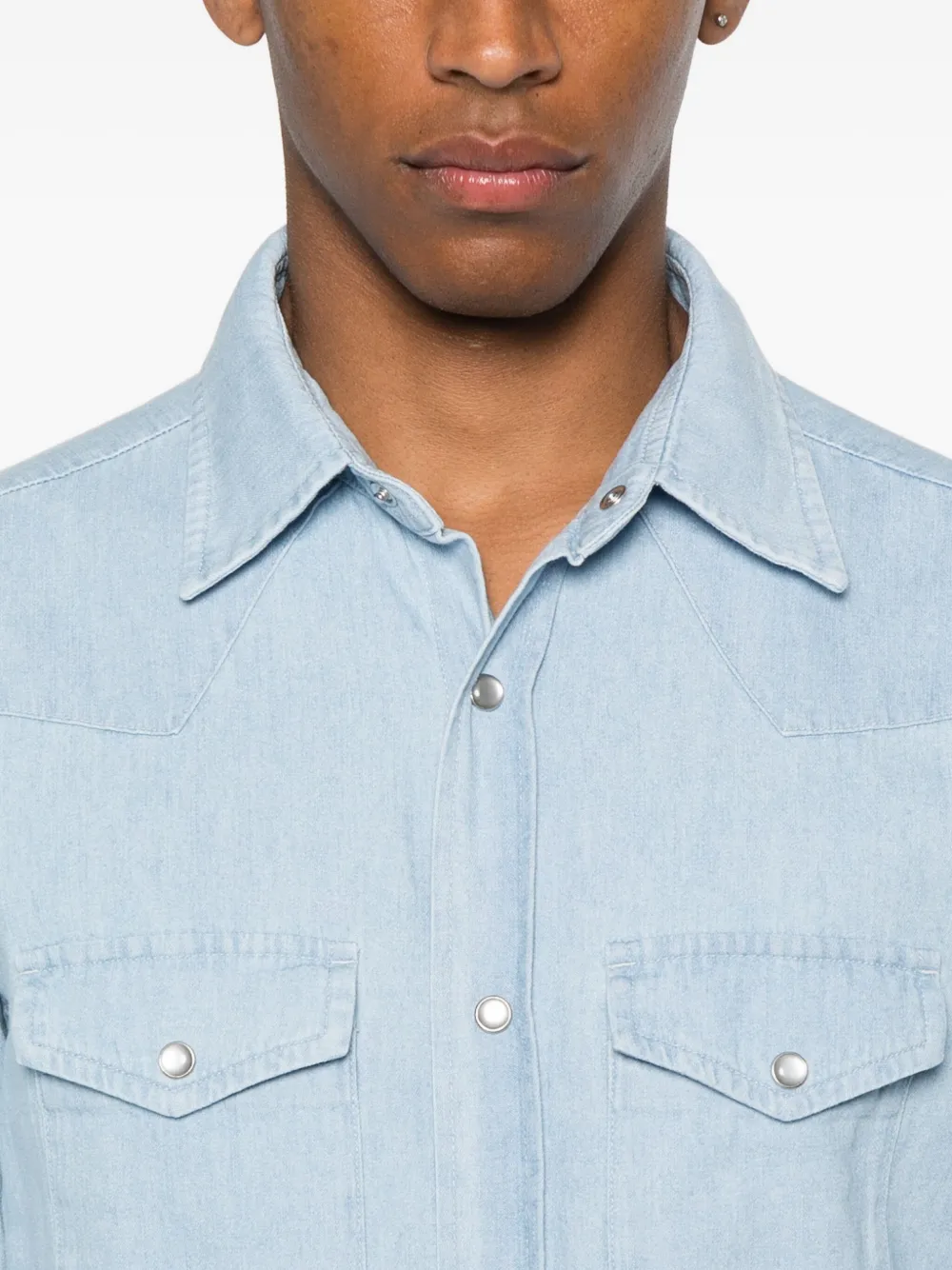 TOM FORD Denim overhemd met dubbele zak Blauw