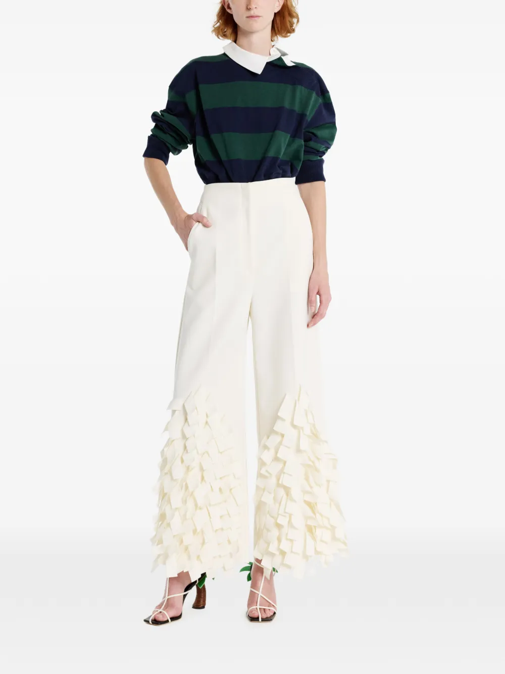 A.W.A.K.E. Mode Rectangle Detail Pants in White, view 2
