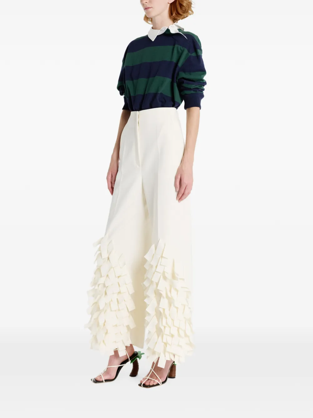A.W.A.K.E. Mode Rectangle Detail Pants in White, view 3