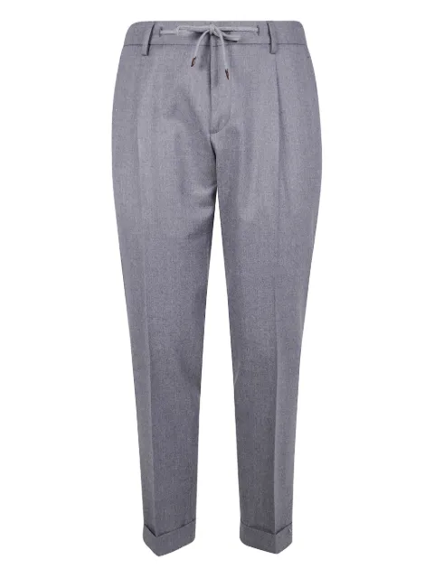 Barba pleated drawstring sraight-leg trousers