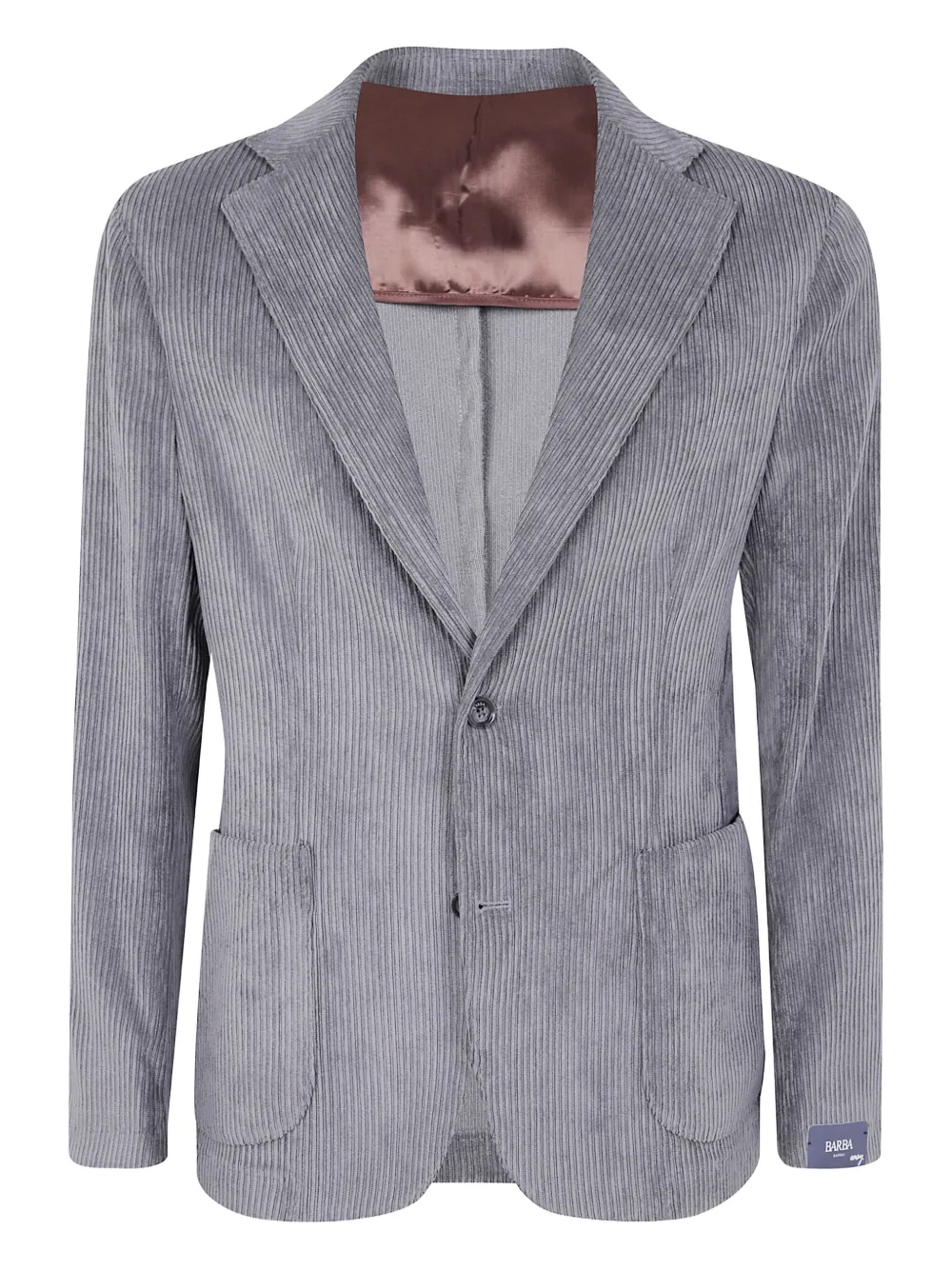 Barba Ribfluwelen blazer met twee knopen Grijs