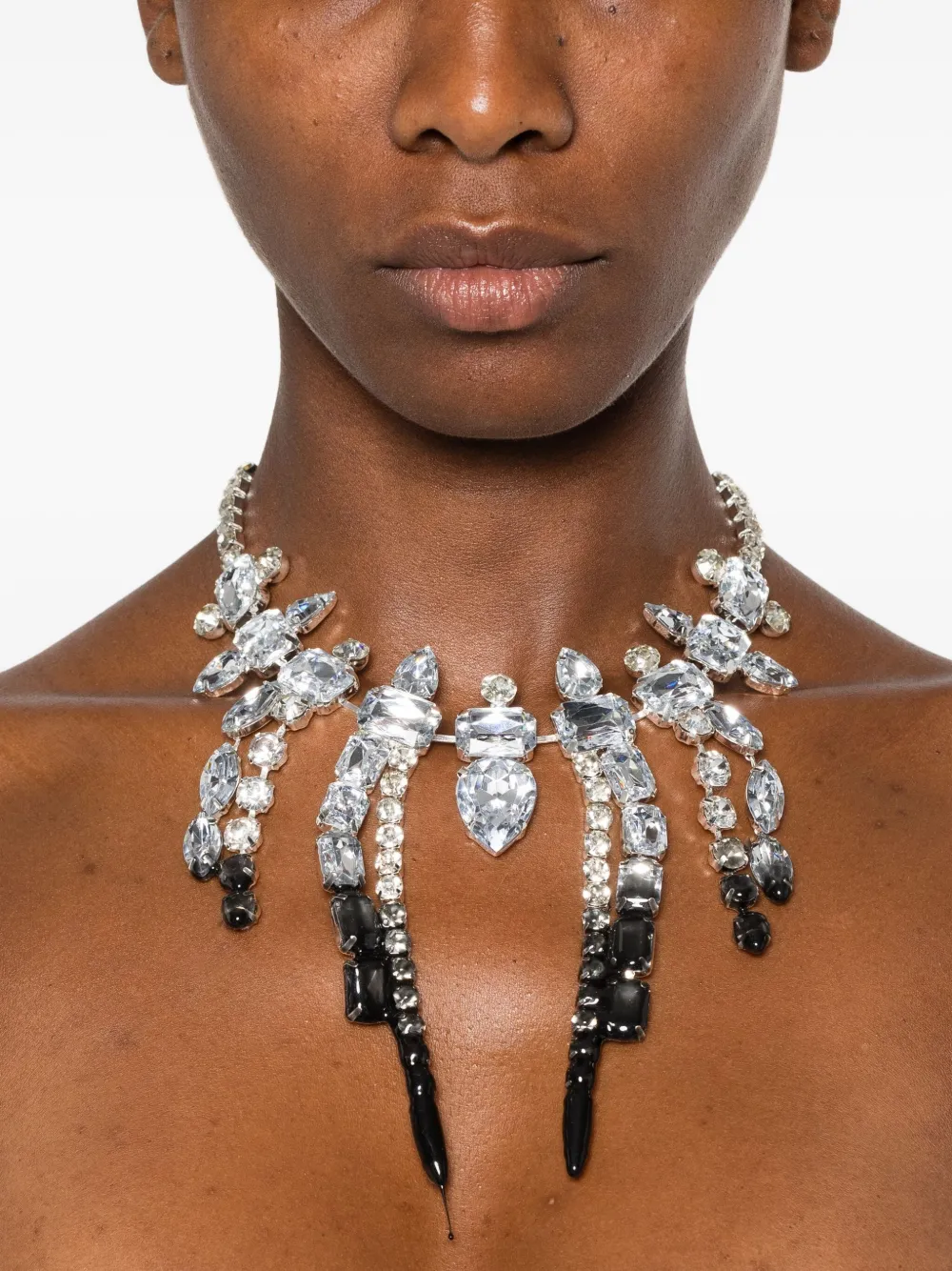 Ottolinger crystal-embellished statement necklace - Zilver
