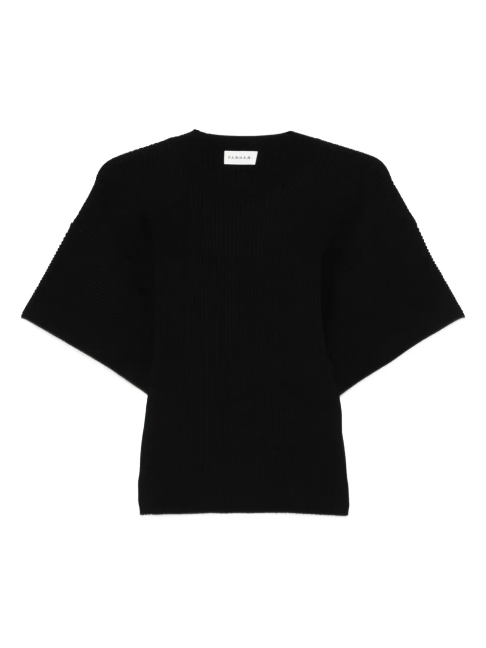 P.A.R.O.S.H. Geribbelde top met flared mouwen Zwart
