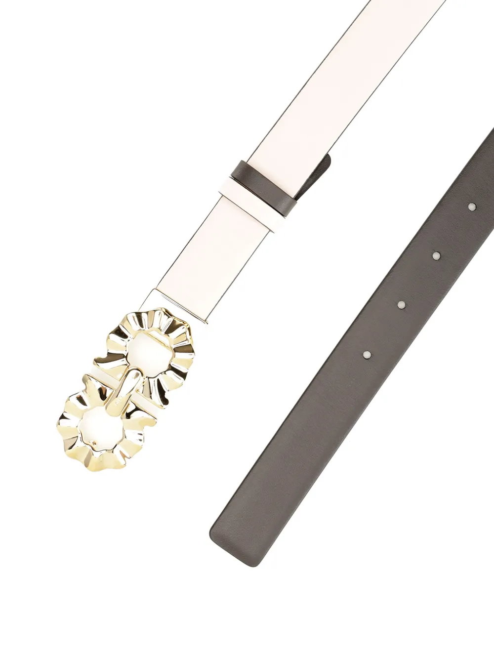 Ferragamo Gancini-buckle reversible leather belt Beige