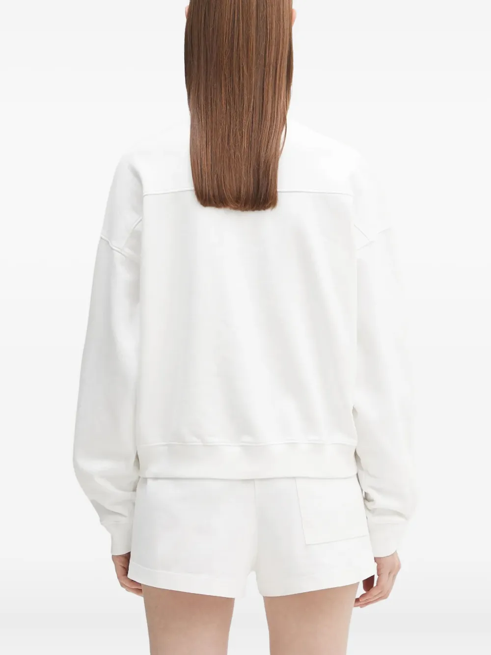 Sporty And Rich Crest-embroidered Half-zip Sweatshirt In White