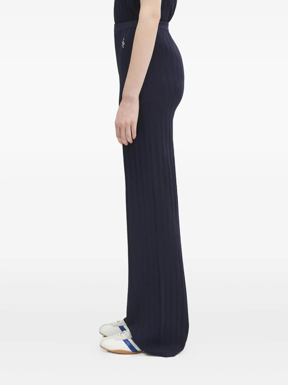 Sporty & Rich ribbed logo-embroidered trousers Blauw