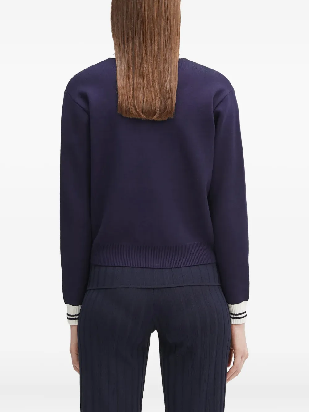 Sporty & Rich zip-up logo-patch cardigan Blauw