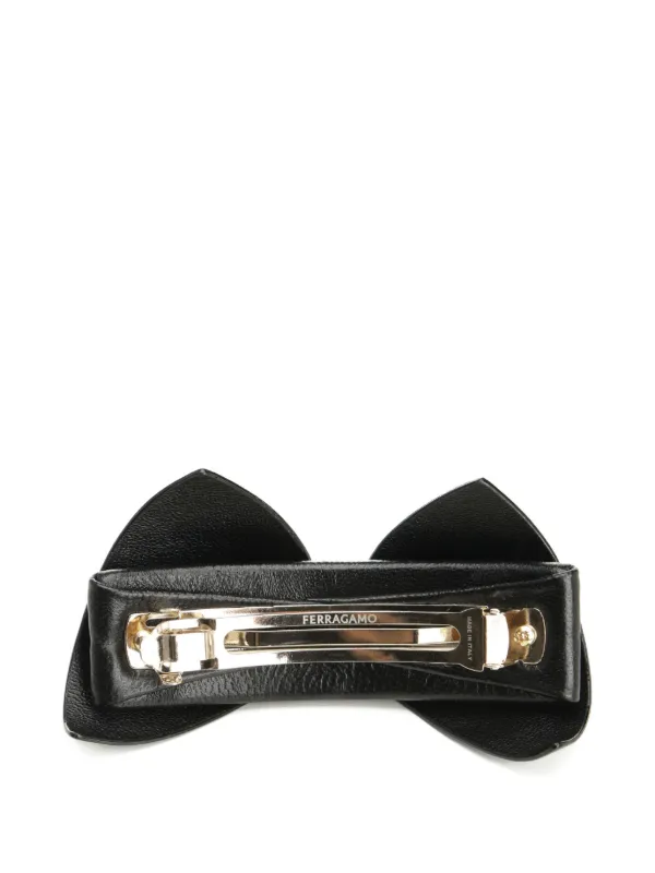 ヘアアクセサリー SALVATORE FERRAGAMO BLACK LEATHER HAIR CLIP Ferragamo Satin Leather Hair Clip | Black | FARFETCH