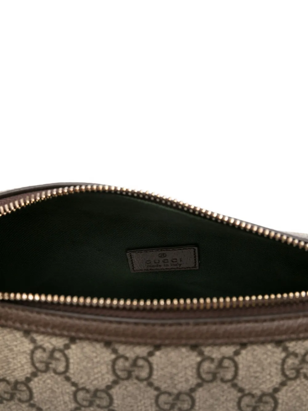 Gucci Monogrammed Fabric And Leather Shoulder Bag In Neutral