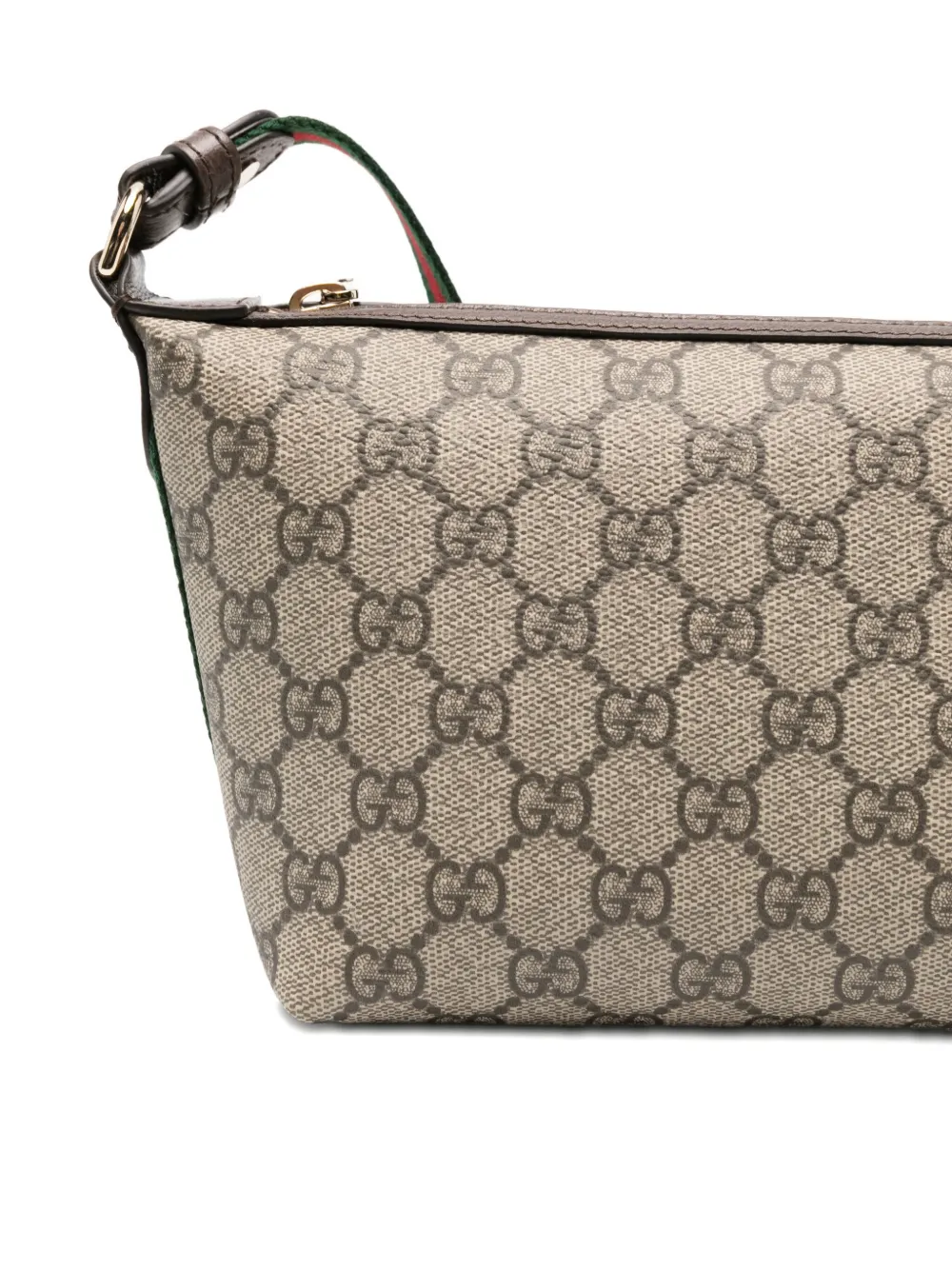 Gucci Monogrammed Fabric And Leather Shoulder Bag In Neutral