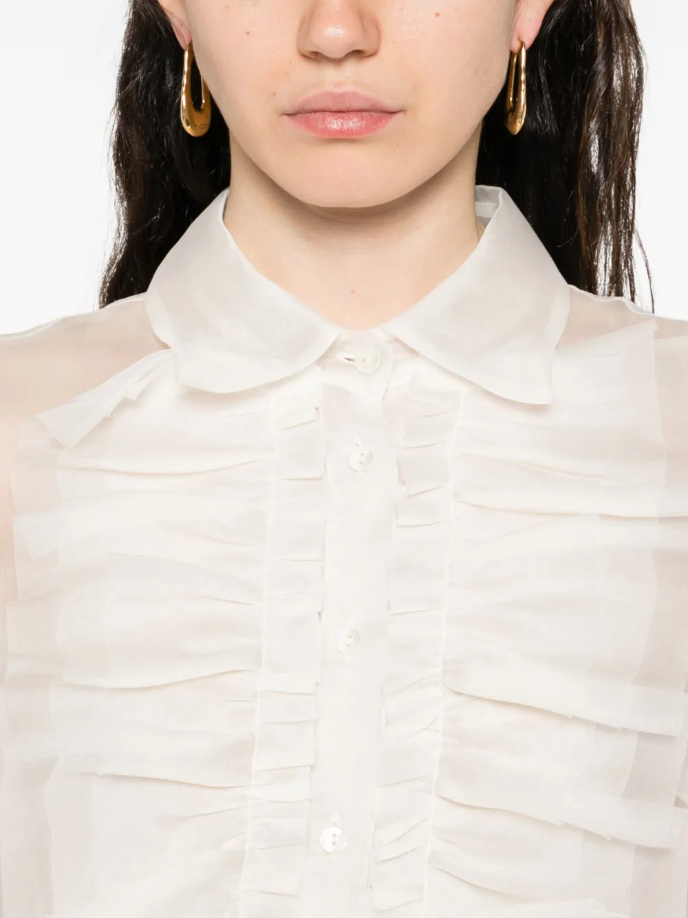 P.A.R.O.S.H. Blousejurk met ruches Beige
