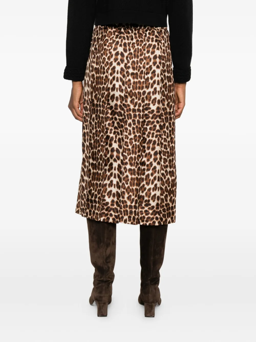 P.A.R.O.S.H. Midi-rok met luipaardprint en plooien Bruin