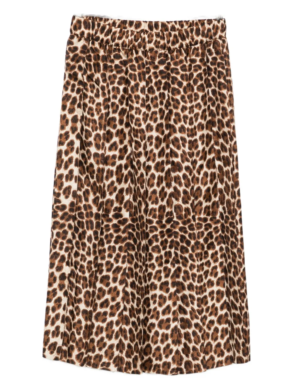 P.a.r.o.s.h Pleated Leopard-print Midi Skirt In Brown