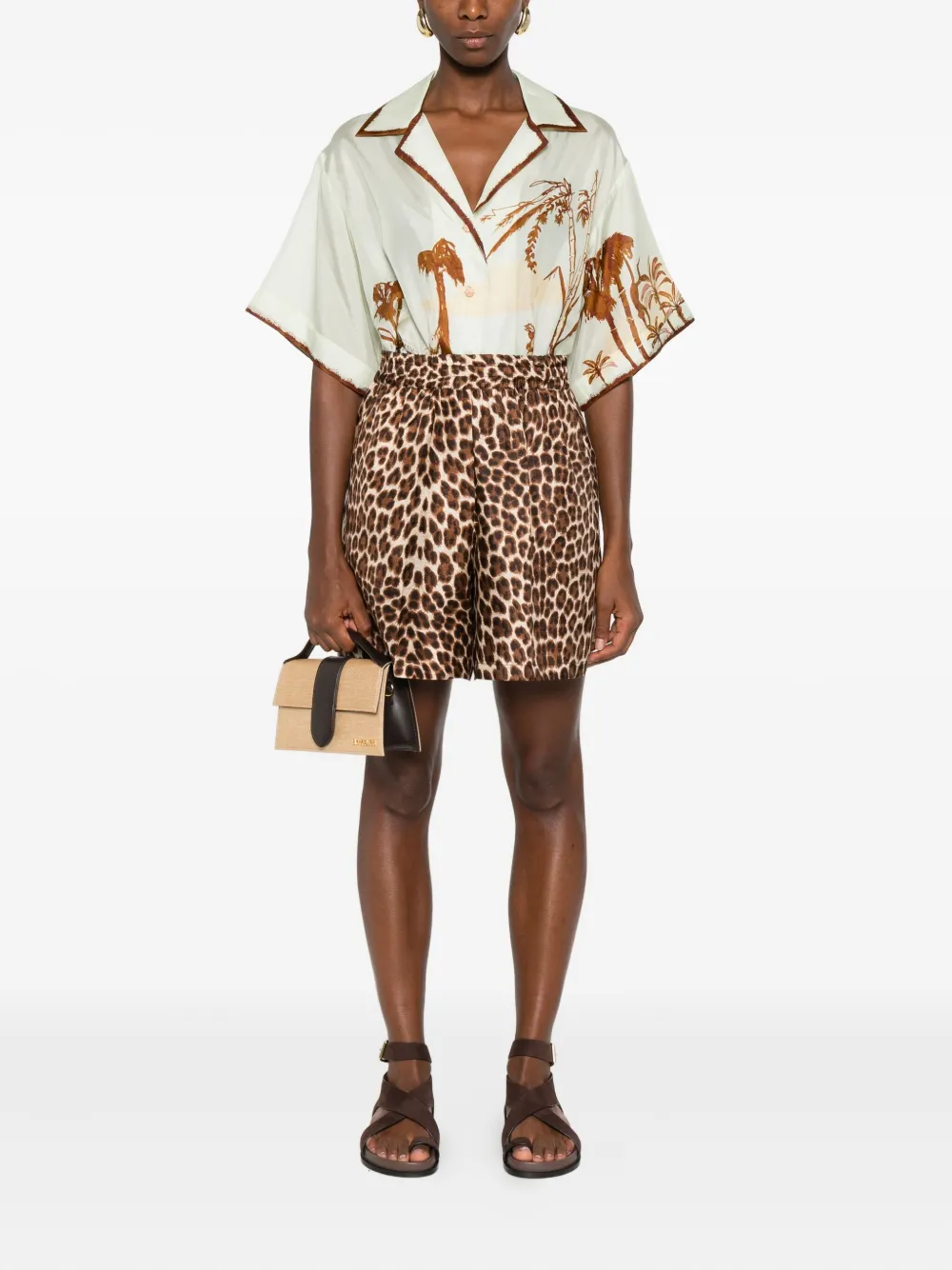 P.a.r.o.s.h Leopard-print Elastic-waist Short Shorts In Animal Print