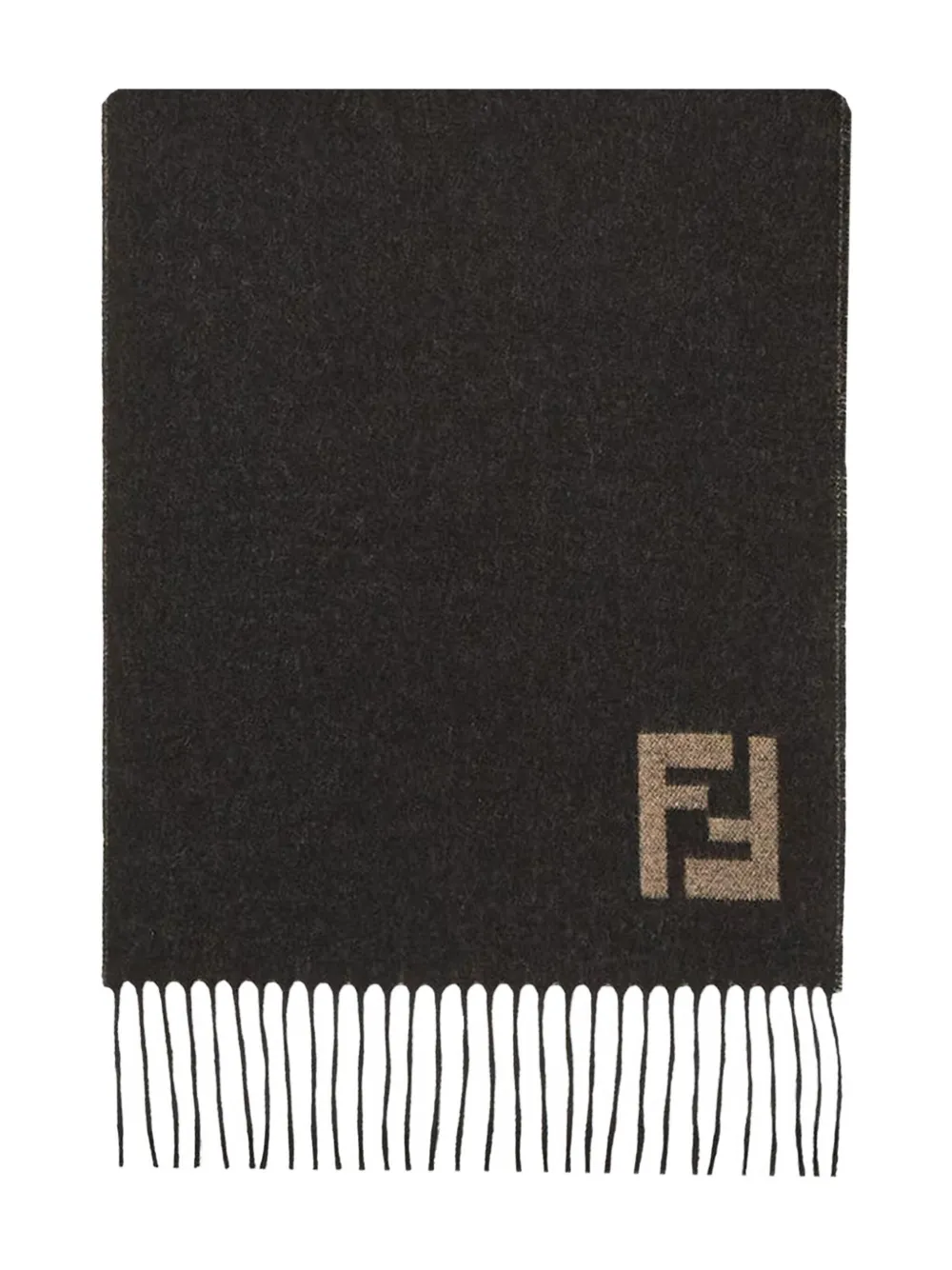 FENDI fringed logo-detail scarf | Brown | Image 1