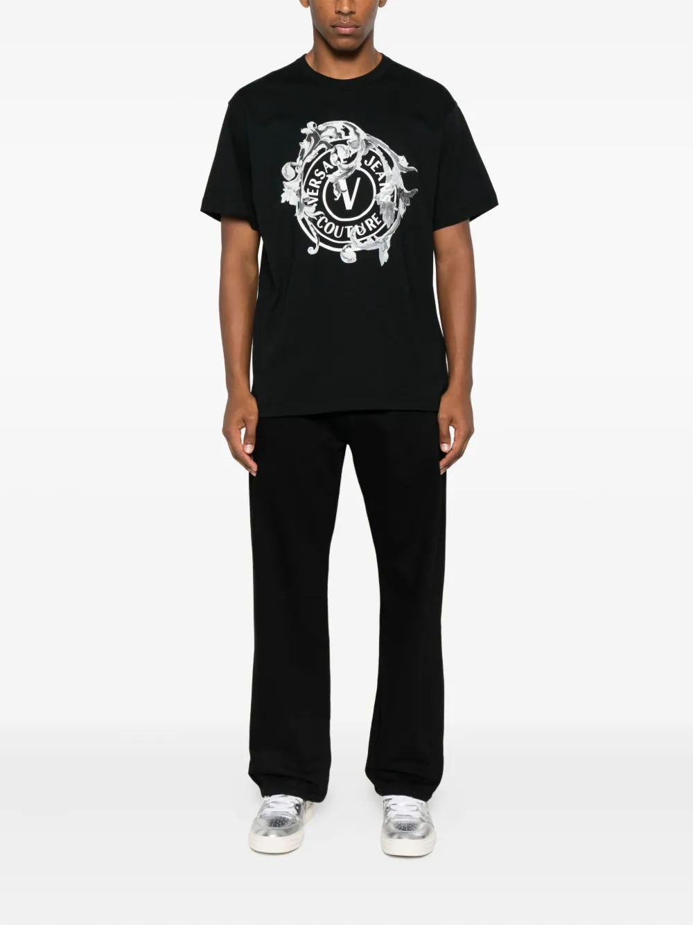 Versace Jeans Couture T-shirt met logo Zwart