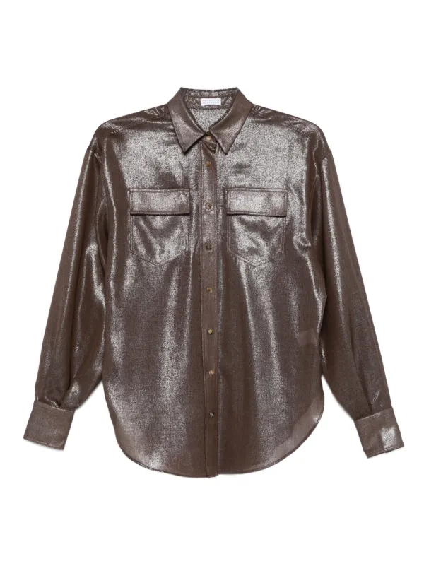 D624-31 イタリア製 BRUNELLO CUCINELLI シャツ Brunello Cucinelli メタリック シャツ | ブラウン | FARFETCH JP