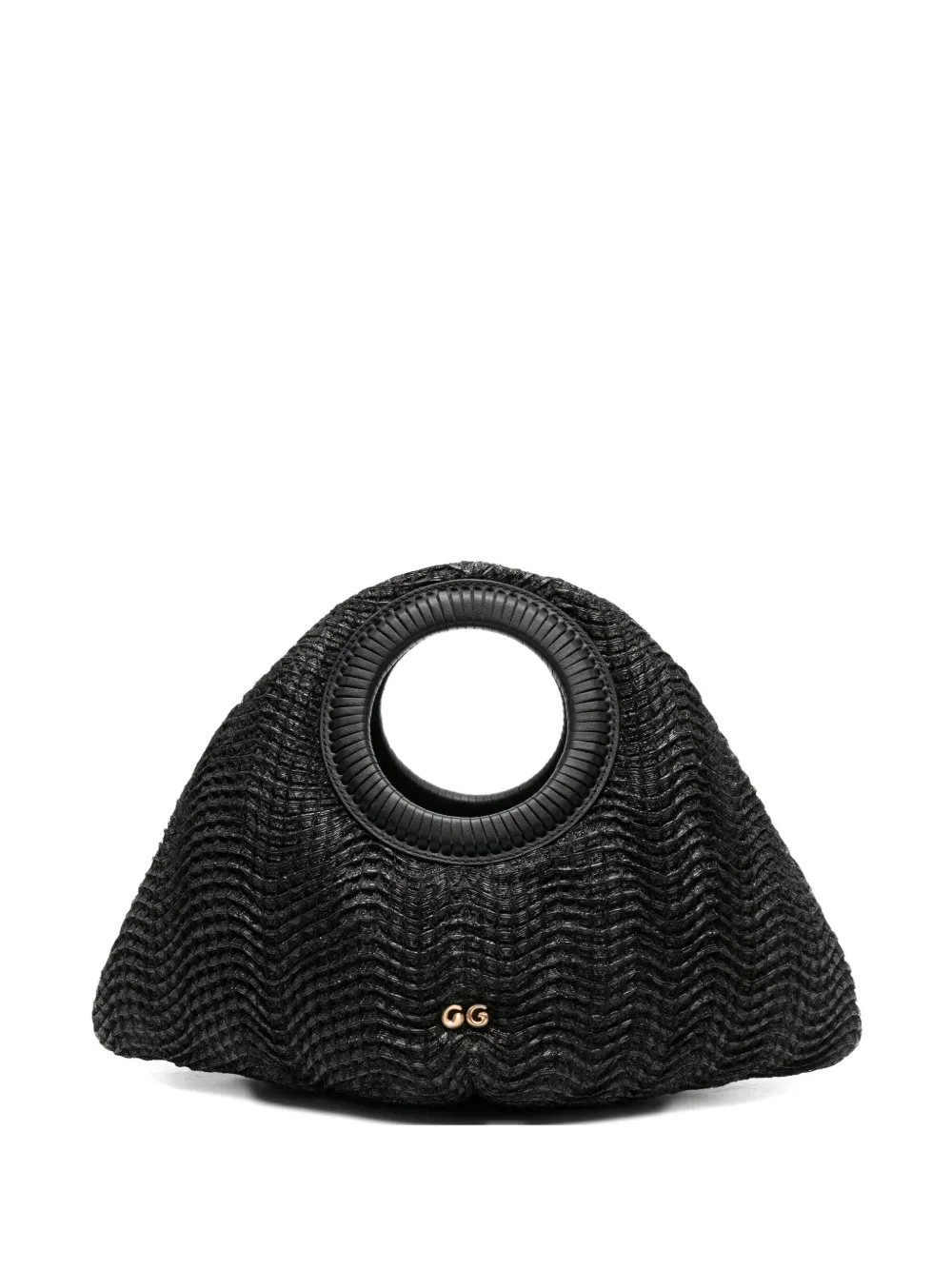 Cult Gaia Thais wave-textured top-handle tote bag Zwart