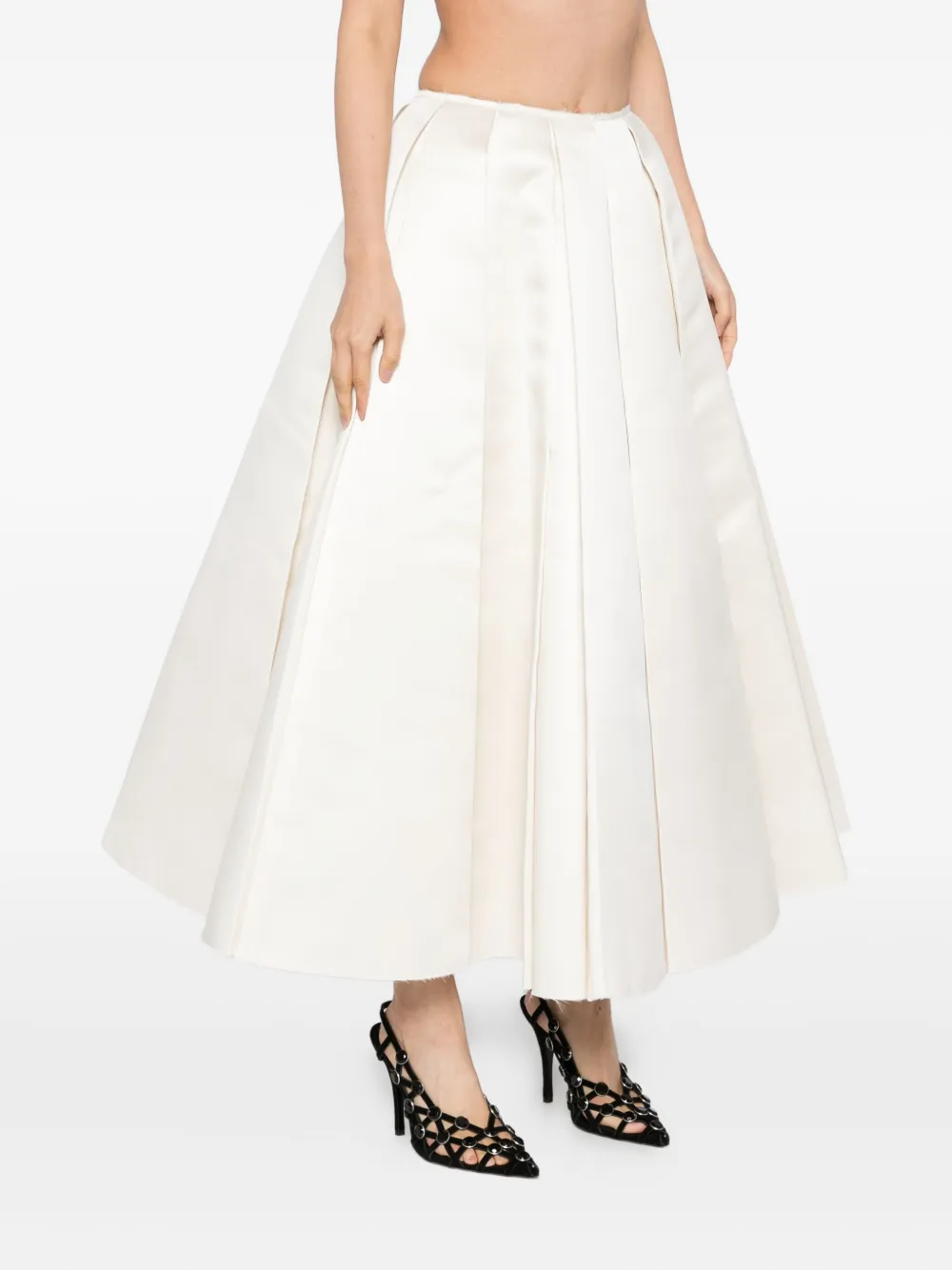  A.w.a.k.e. Mode Satin Panelled Skirt - White 
