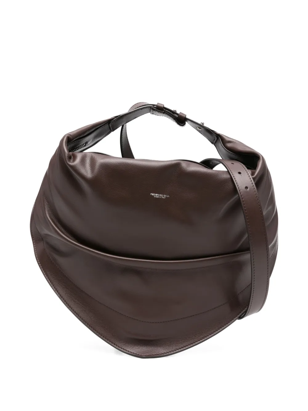 Tortellino curved leather shoulder bag