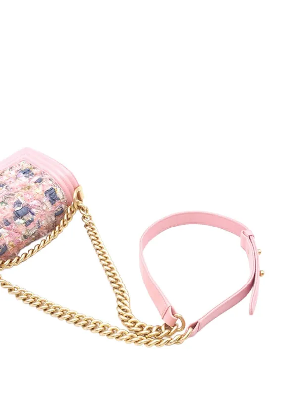 ◆CHANEL◆ スモール フラップ バッグ  ツイード & ラムスキン CHANEL Pre-Owned 2016-2017 スモール ツイード＆ラムスキン