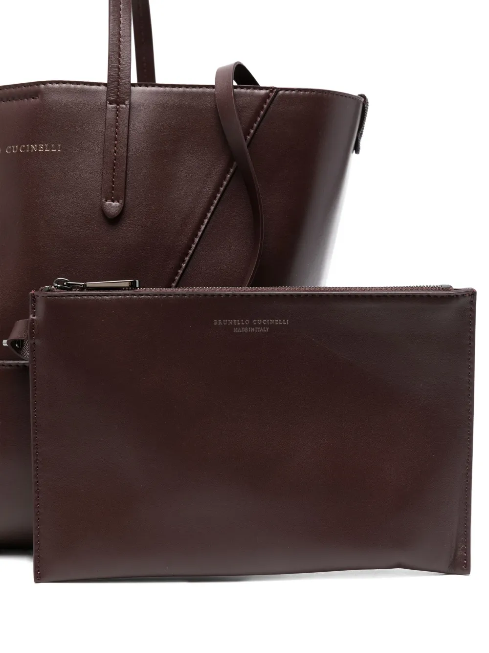 Brunello Cucinelli BC Duo leather tote bag Bruin