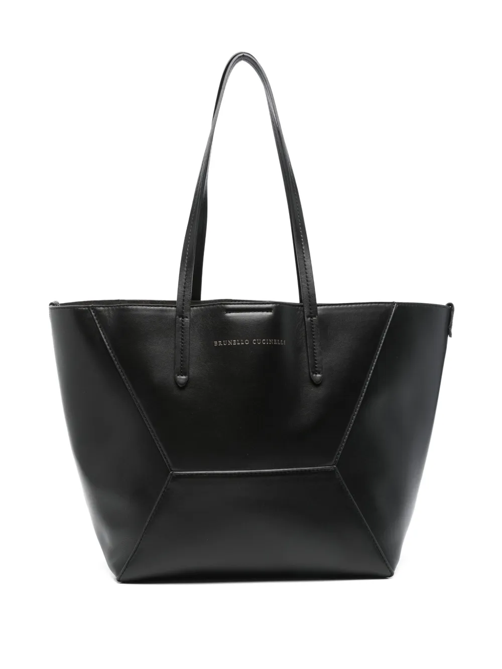 Brunello Cucinelli panelled leather tote bag Zwart