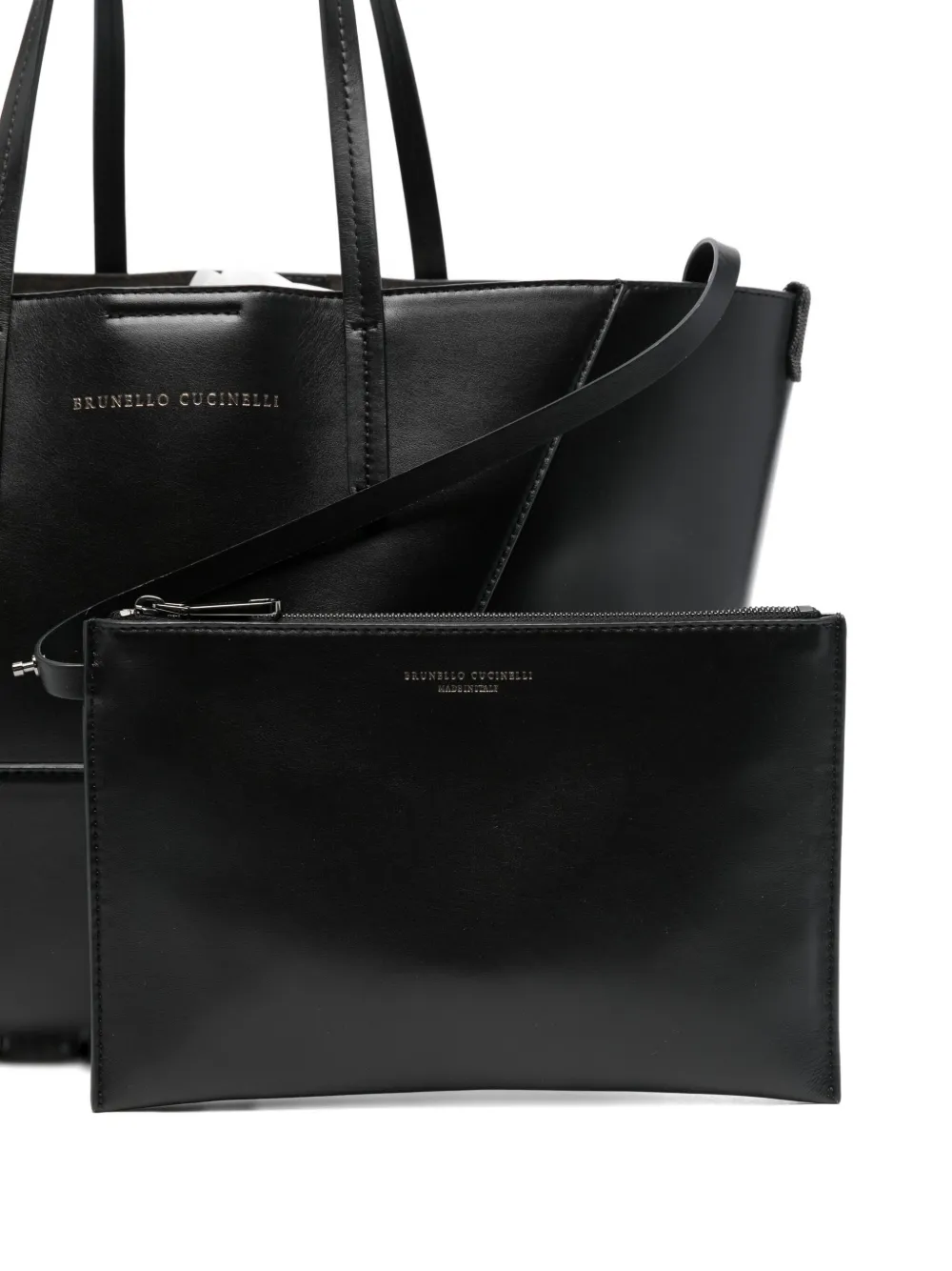 Brunello Cucinelli panelled leather tote bag Zwart