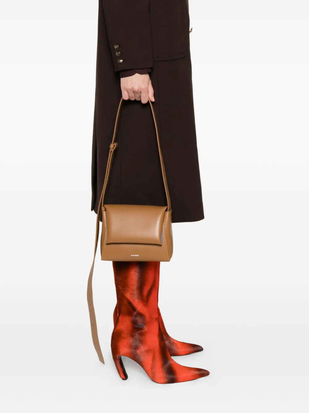 Jil Sander Schoudertas met logoprint Bruin