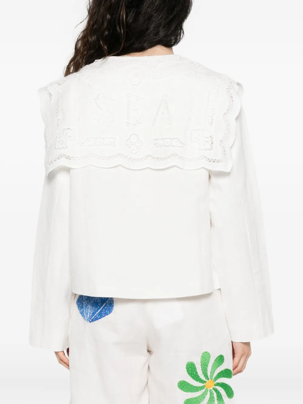 Sea Lace-trimmed Linen-cotton Jacket In White