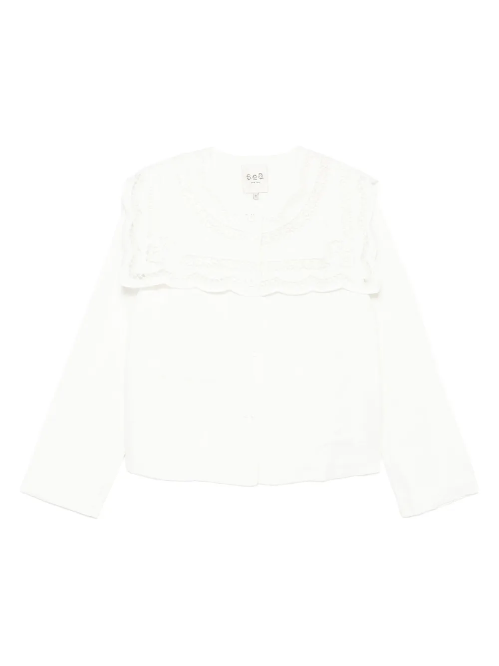 Sea Lace-trimmed Linen-cotton Jacket In White